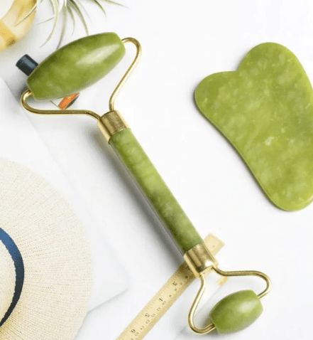 Natural Jade Roller & Gua Sha Set – Anti-Aging Facial Massage Tool