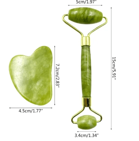 Natural Jade Roller & Gua Sha Set – Anti-Aging Facial Massage Tool
